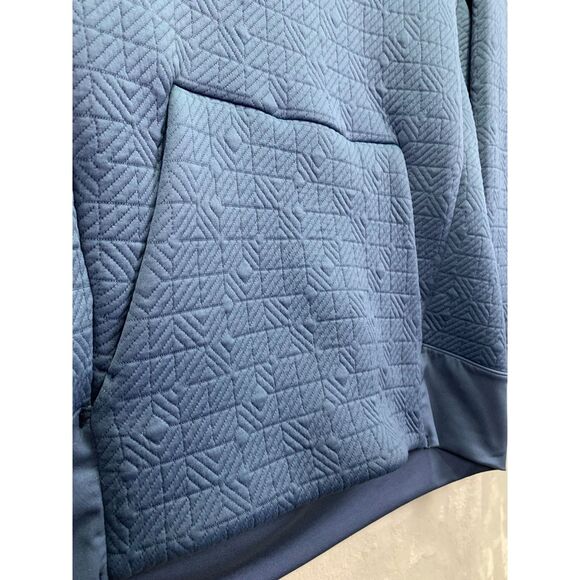 ATHLETA SMALL WOMEN'S QUILTED JACQUARD COWL ATHLETIC ELEVATION PULL OVER BLUE - Picture 10 of 15